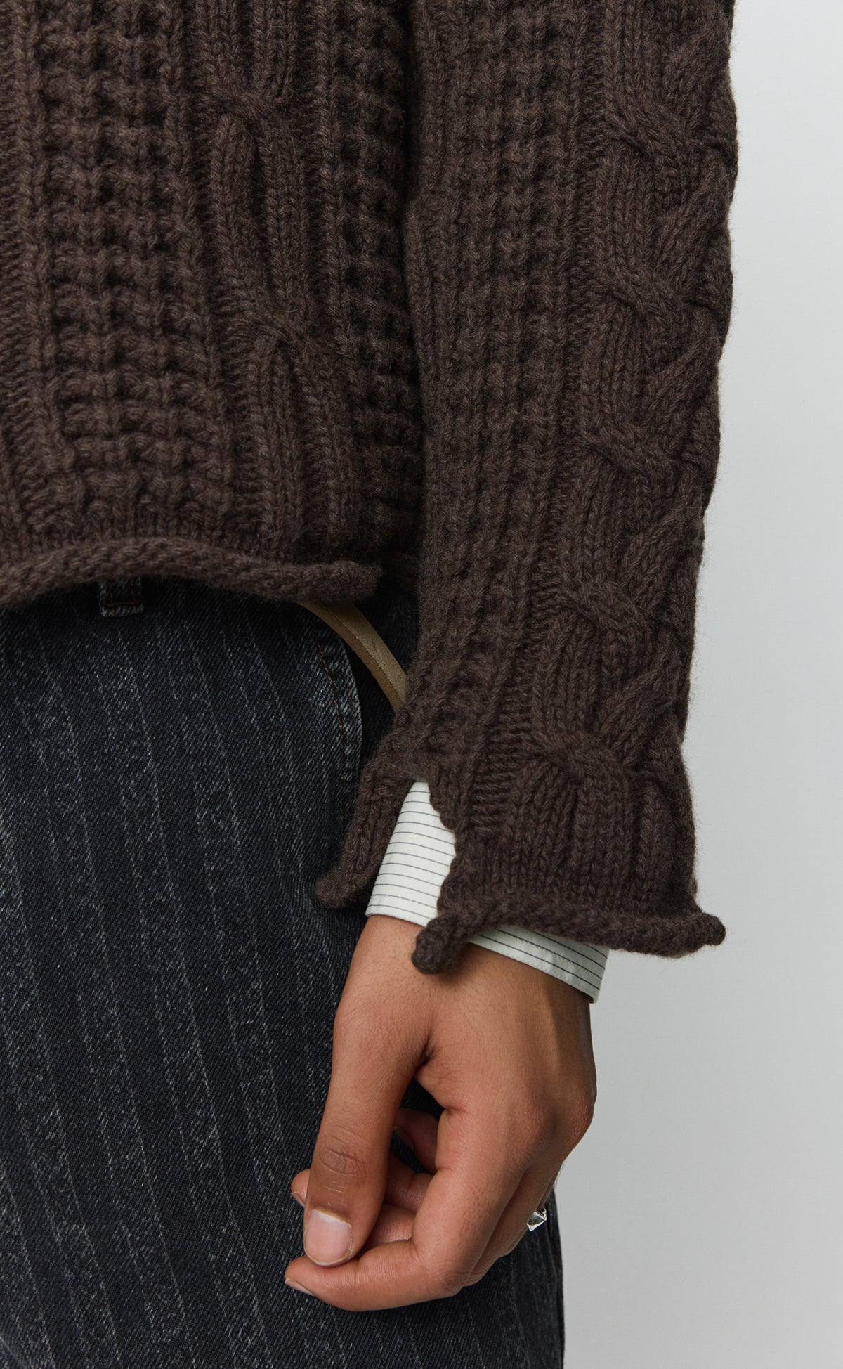 Shatter Cable Knit - Chocolate Brown Wool