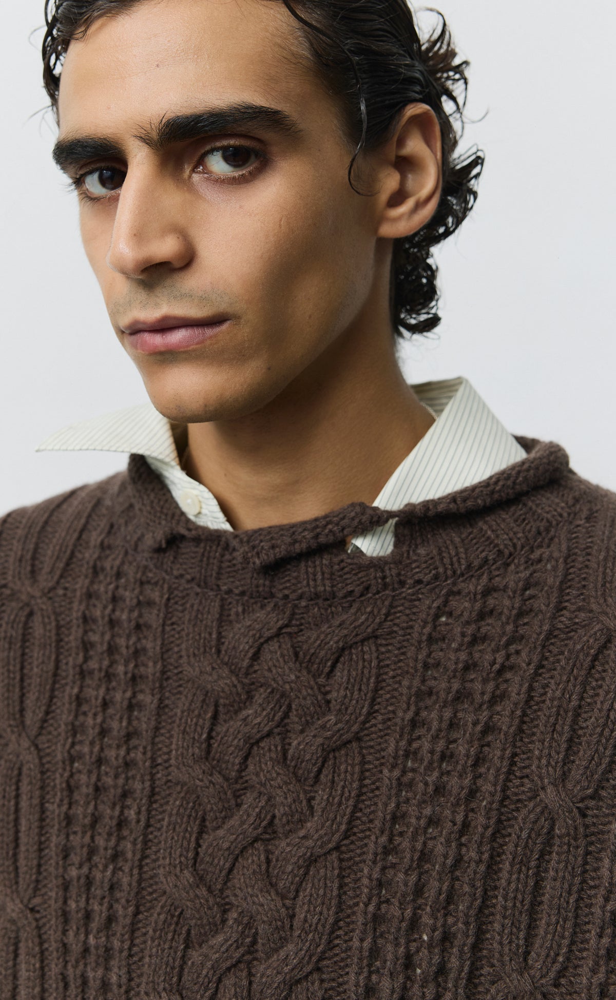 Shatter Cable Knit - Chocolate Brown Wool