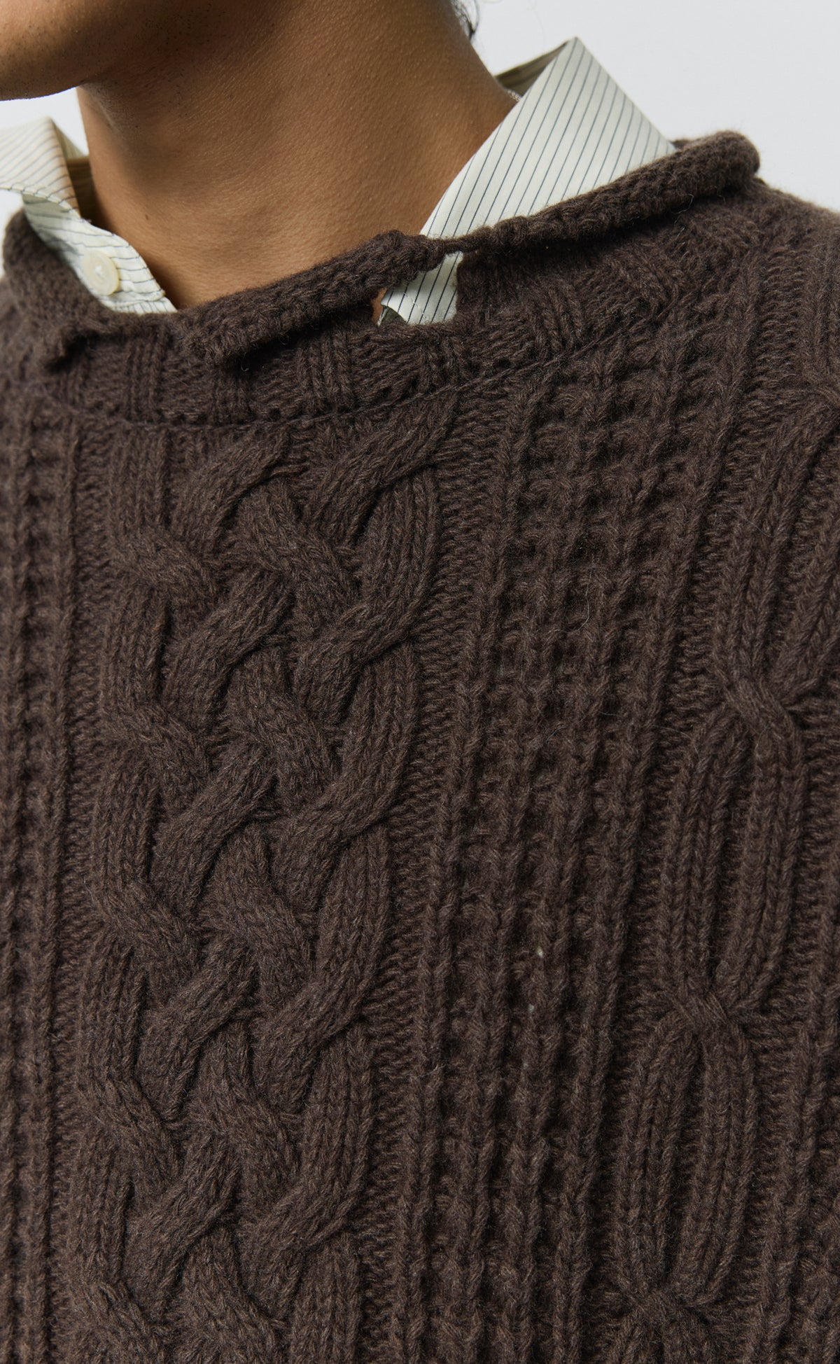 Shatter Cable Knit - Chocolate Brown Wool