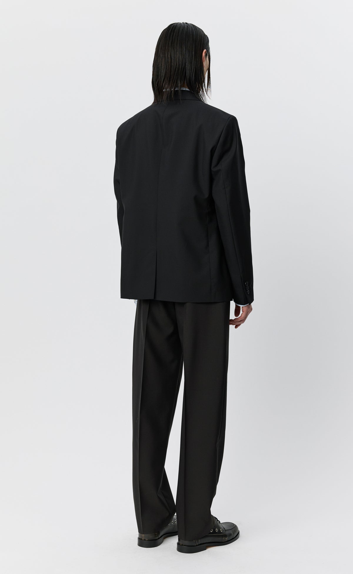 Single Breasted Blazer - Black Dry Wool