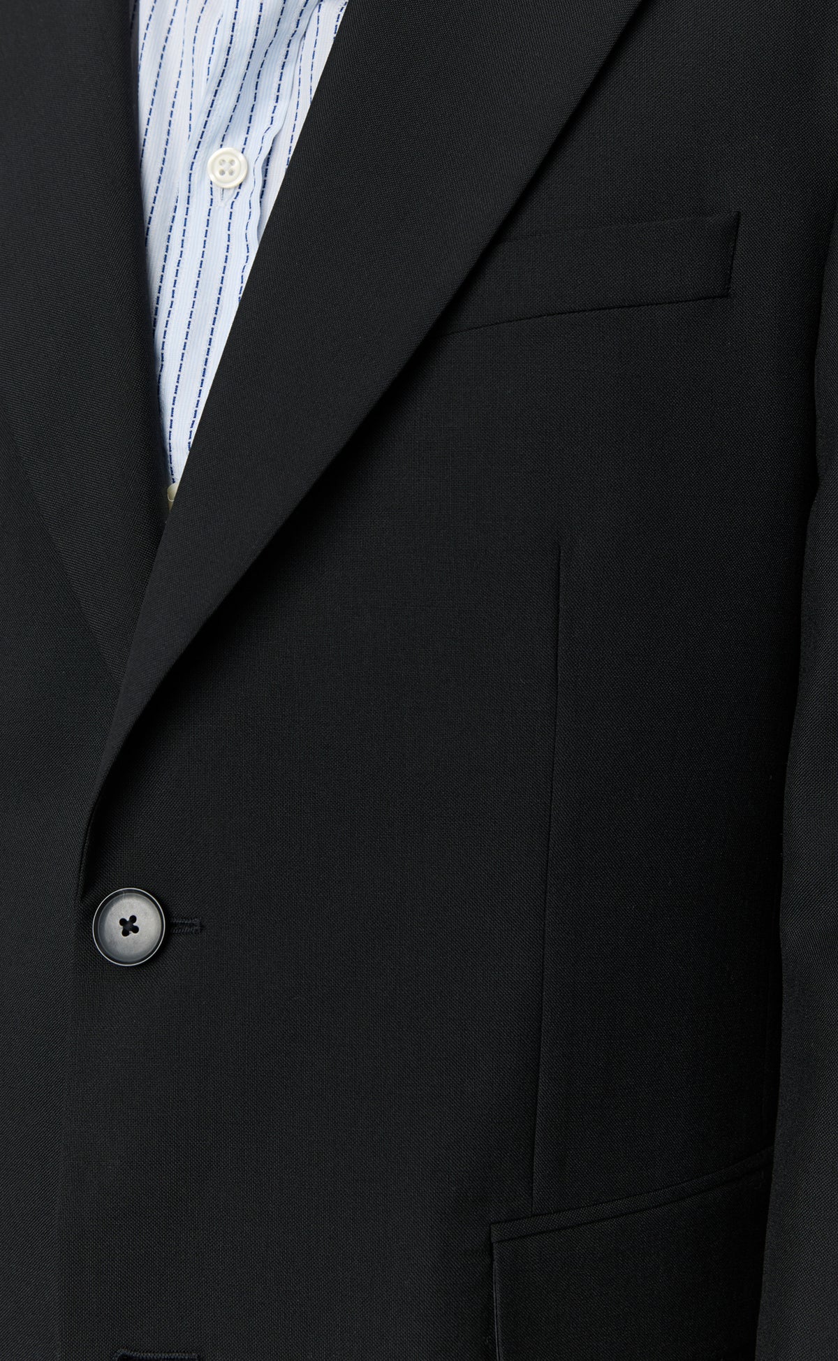Single Breasted Blazer - Black Dry Wool