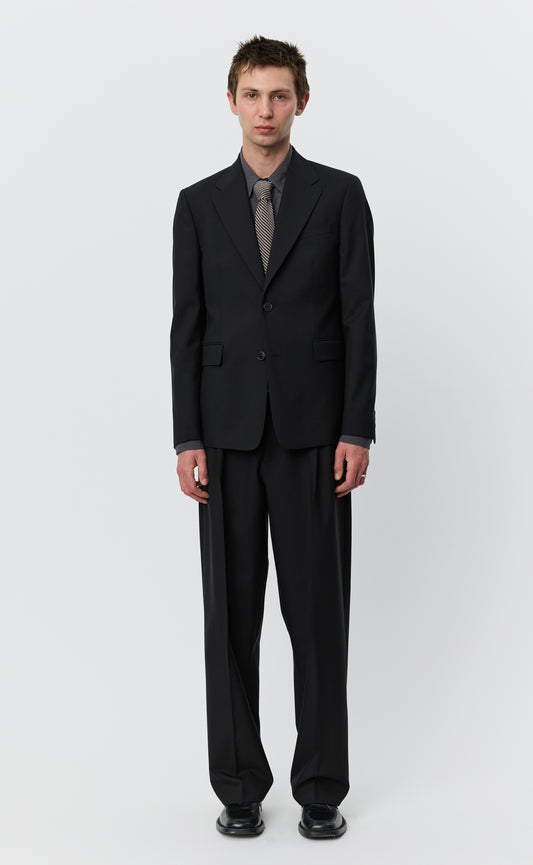 Single Breasted Blazer - Black Tropical Wool