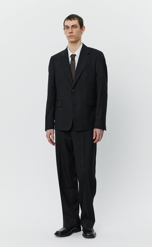 Single Breasted Blazer - Black Wool