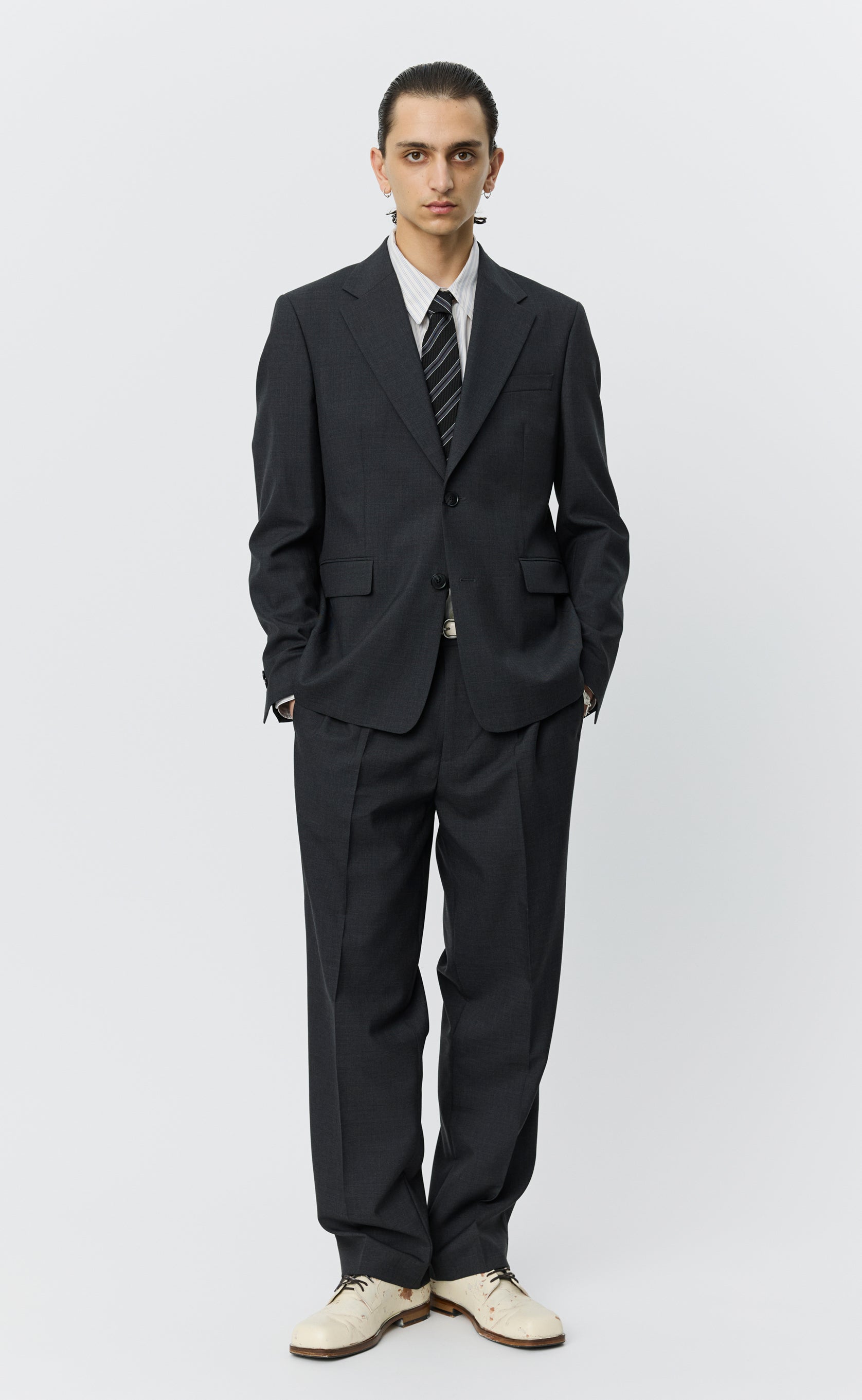 テーラードジャケット mfpen INSTITUTE BLAZER Single Breasted Blazer - Dark Grey Tropical Wool – mfpen