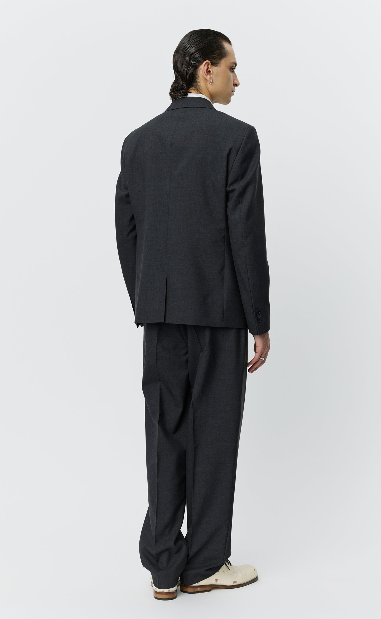 Single Breasted Blazer - Dark Grey Tropical Wool