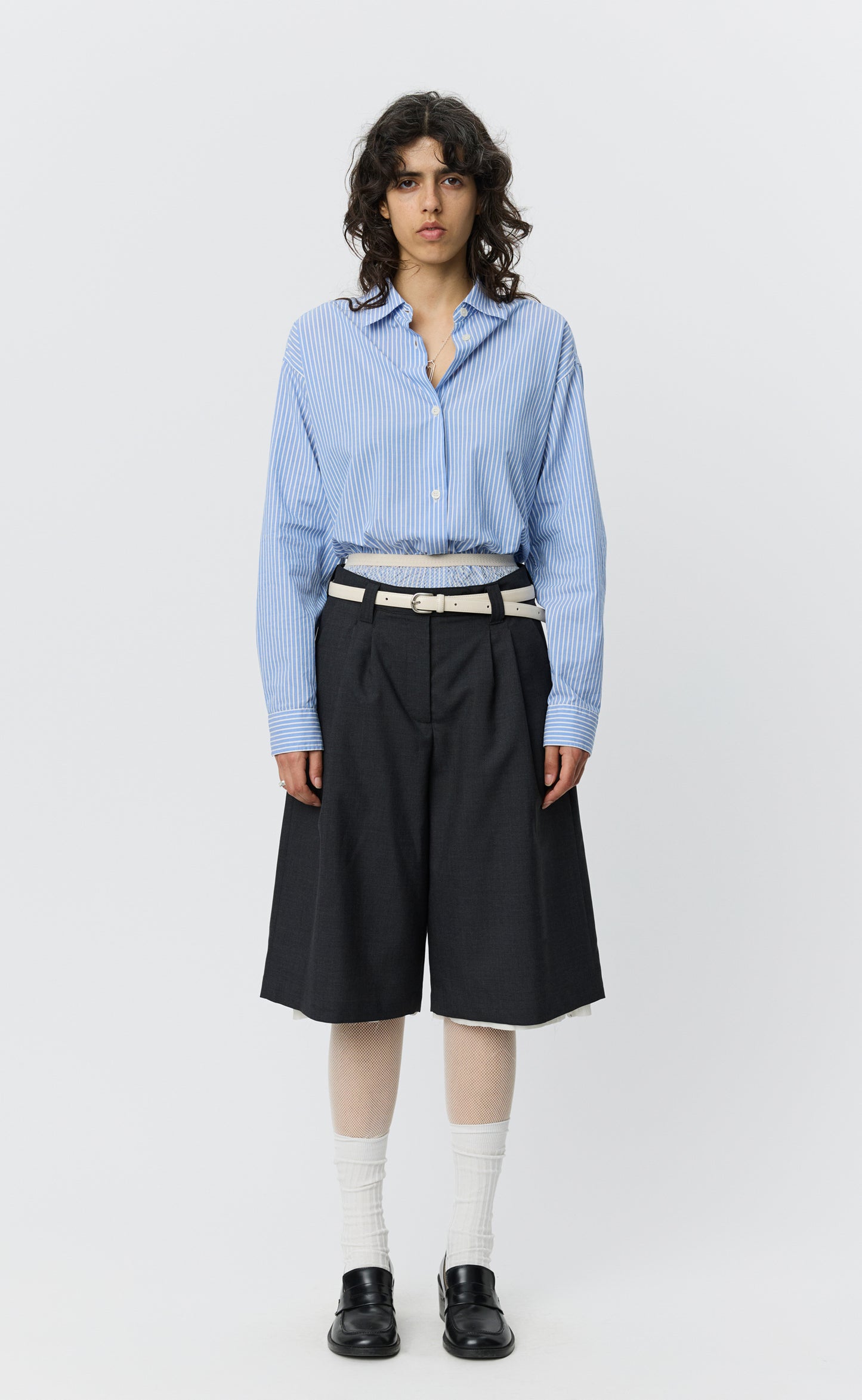 Womens Slash Shorts - Dark Grey Tropical Wool