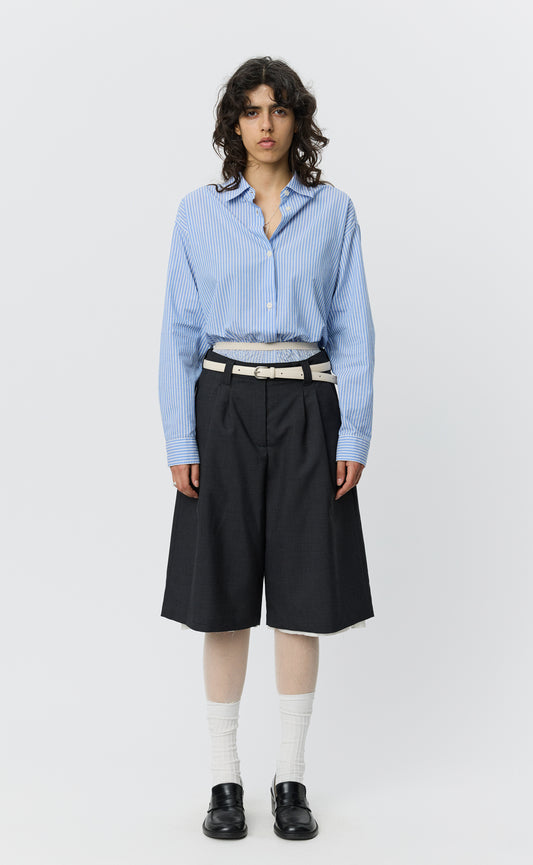 Womens Slash Shorts - Dark Grey Tropical Wool