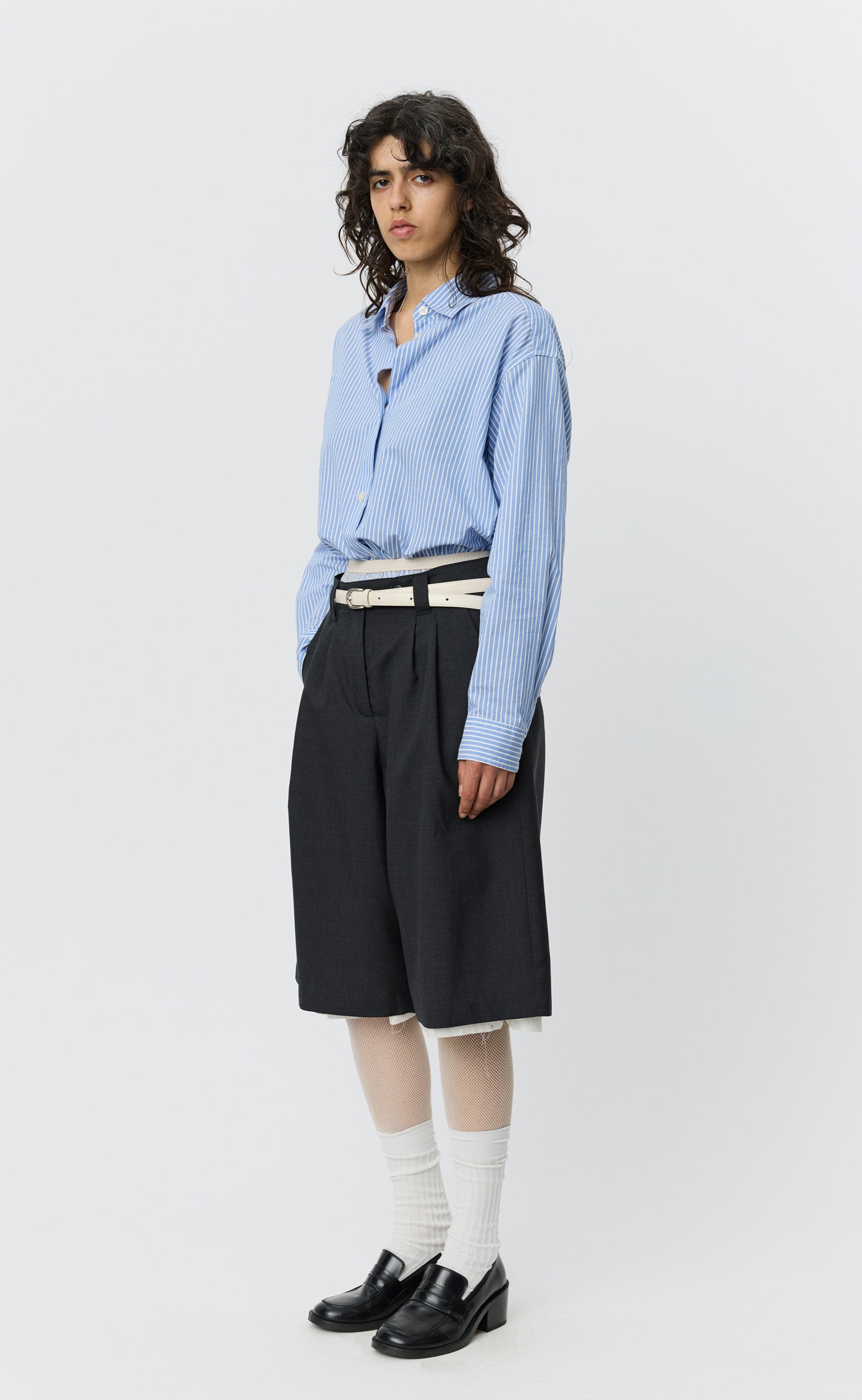 Womens Slash Shorts - Dark Grey Tropical Wool