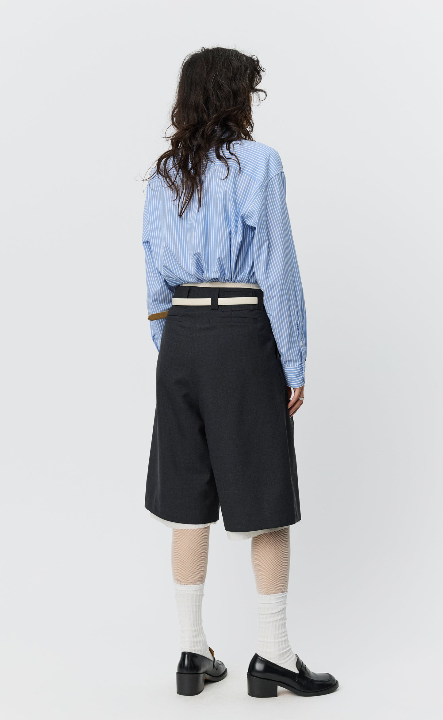 Womens Slash Shorts - Dark Grey Tropical Wool