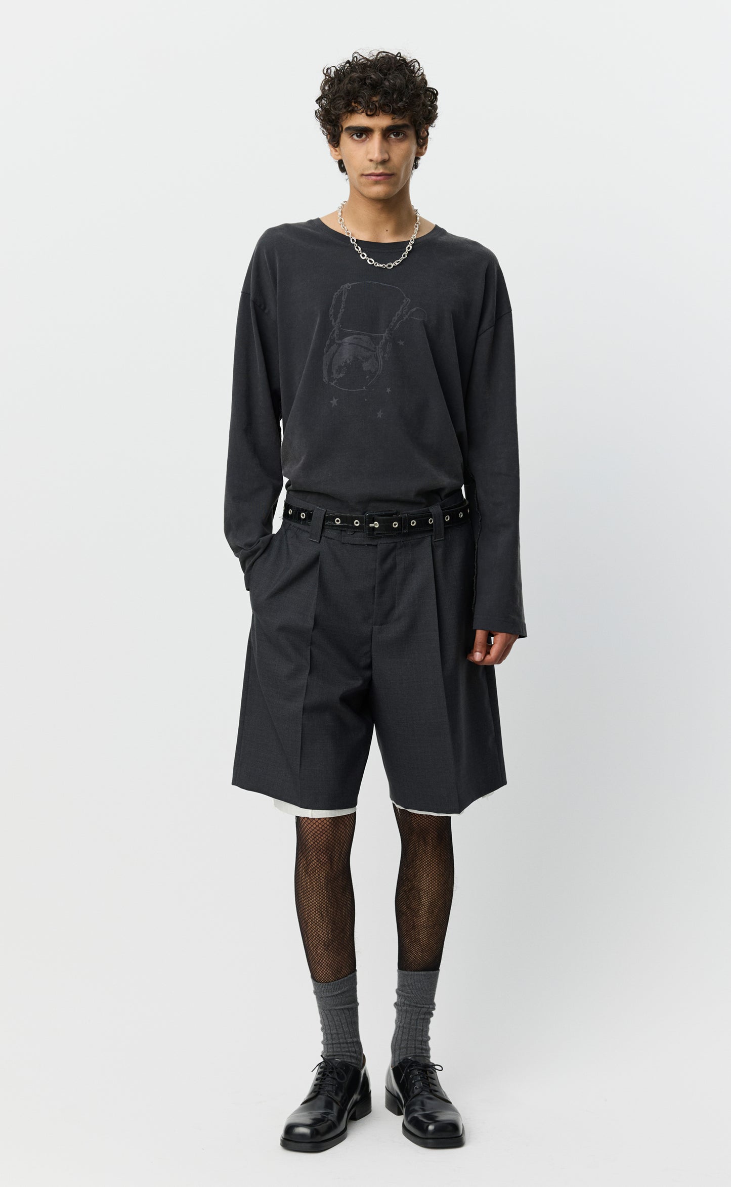 Slash Shorts - Dark Grey Tropical Wool