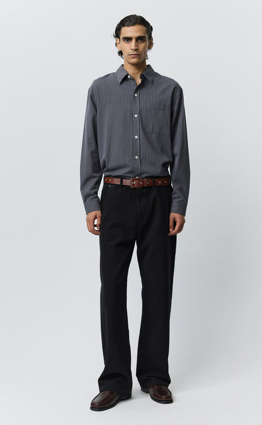 Straight Cut Jeans - Brushed Black Twill