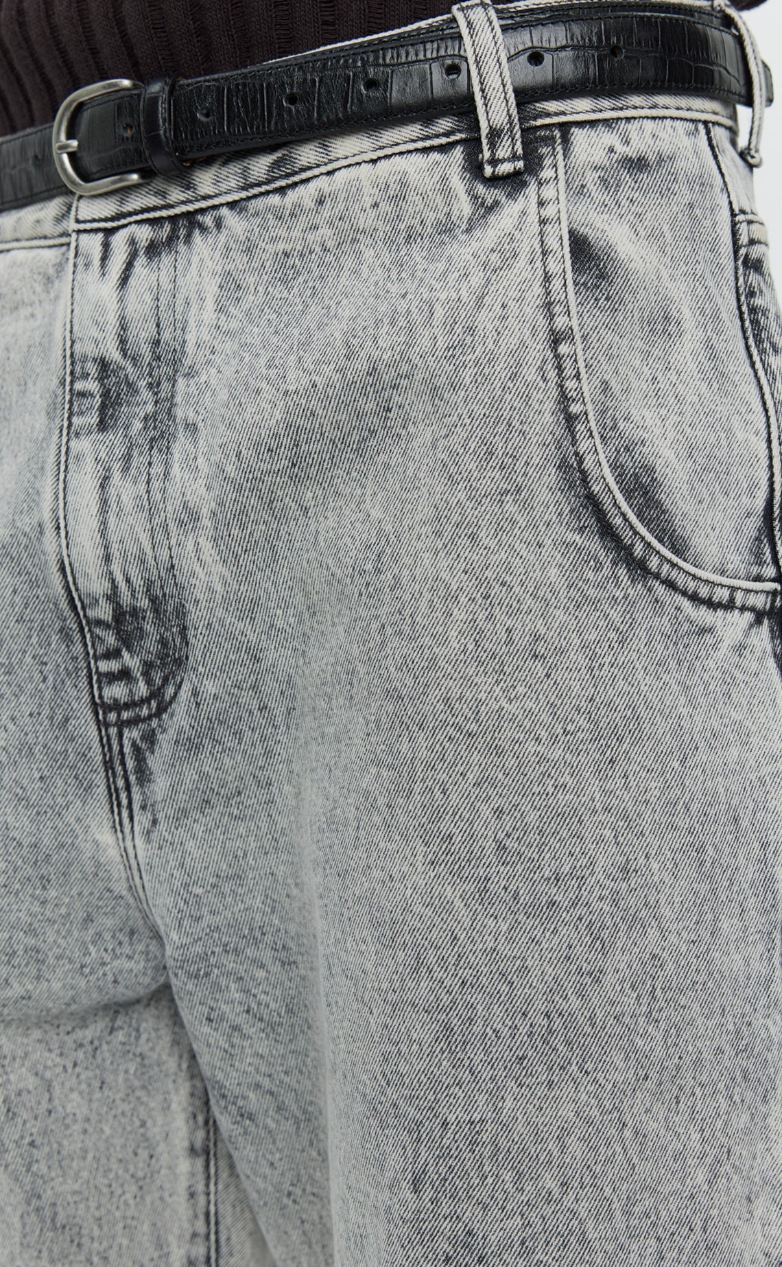 Mfpen グレー デニム ワイドパンツ Straight Cut Jeans - Washed Slate – mfpen