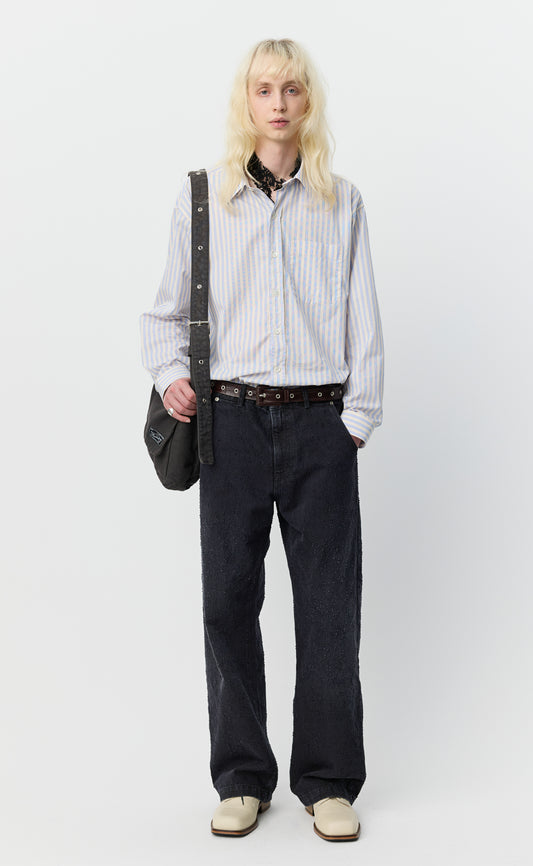 Straight Cut Jeans - Faded Black Punch Out