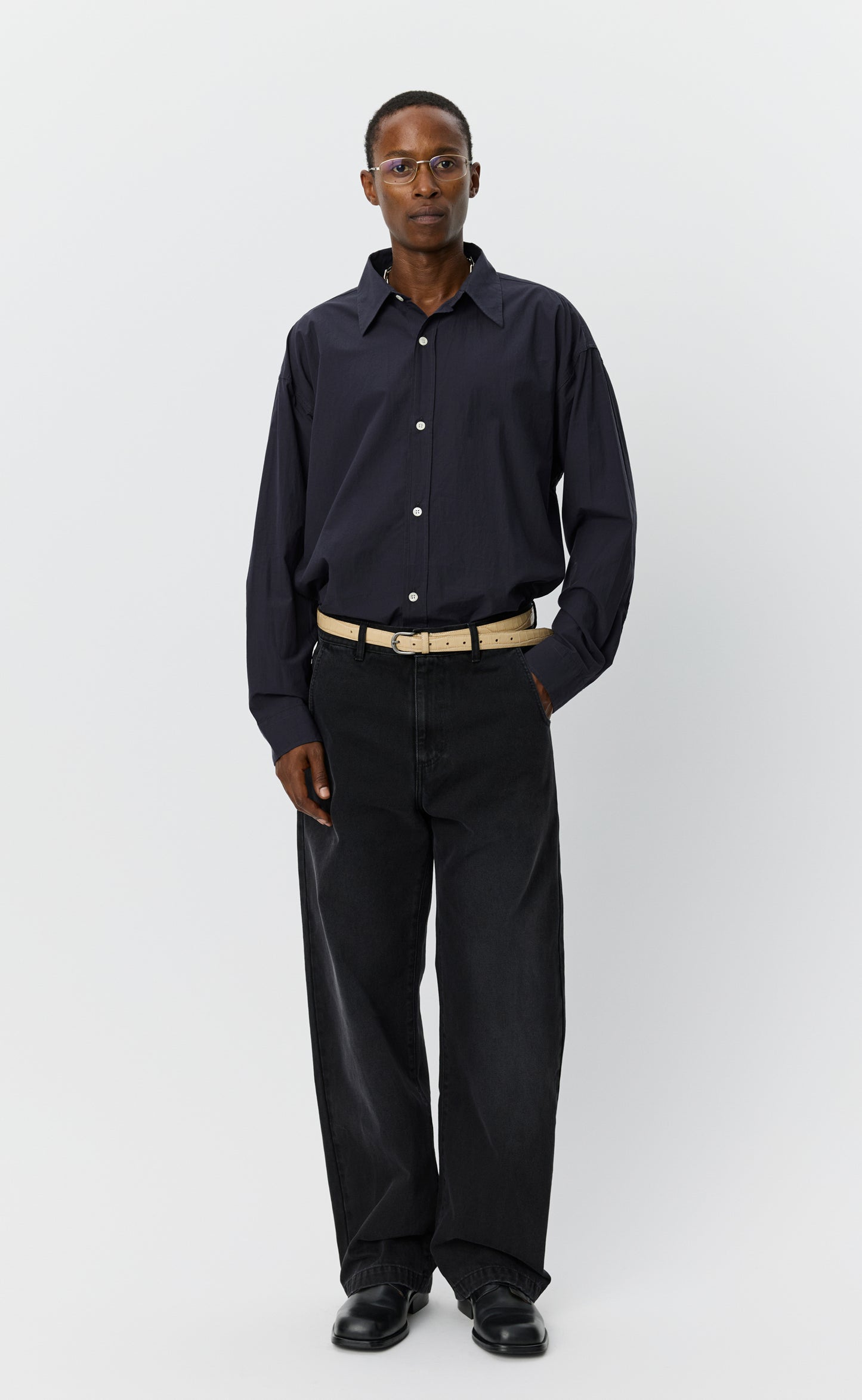 Straight Cut Jeans  - Faded Black