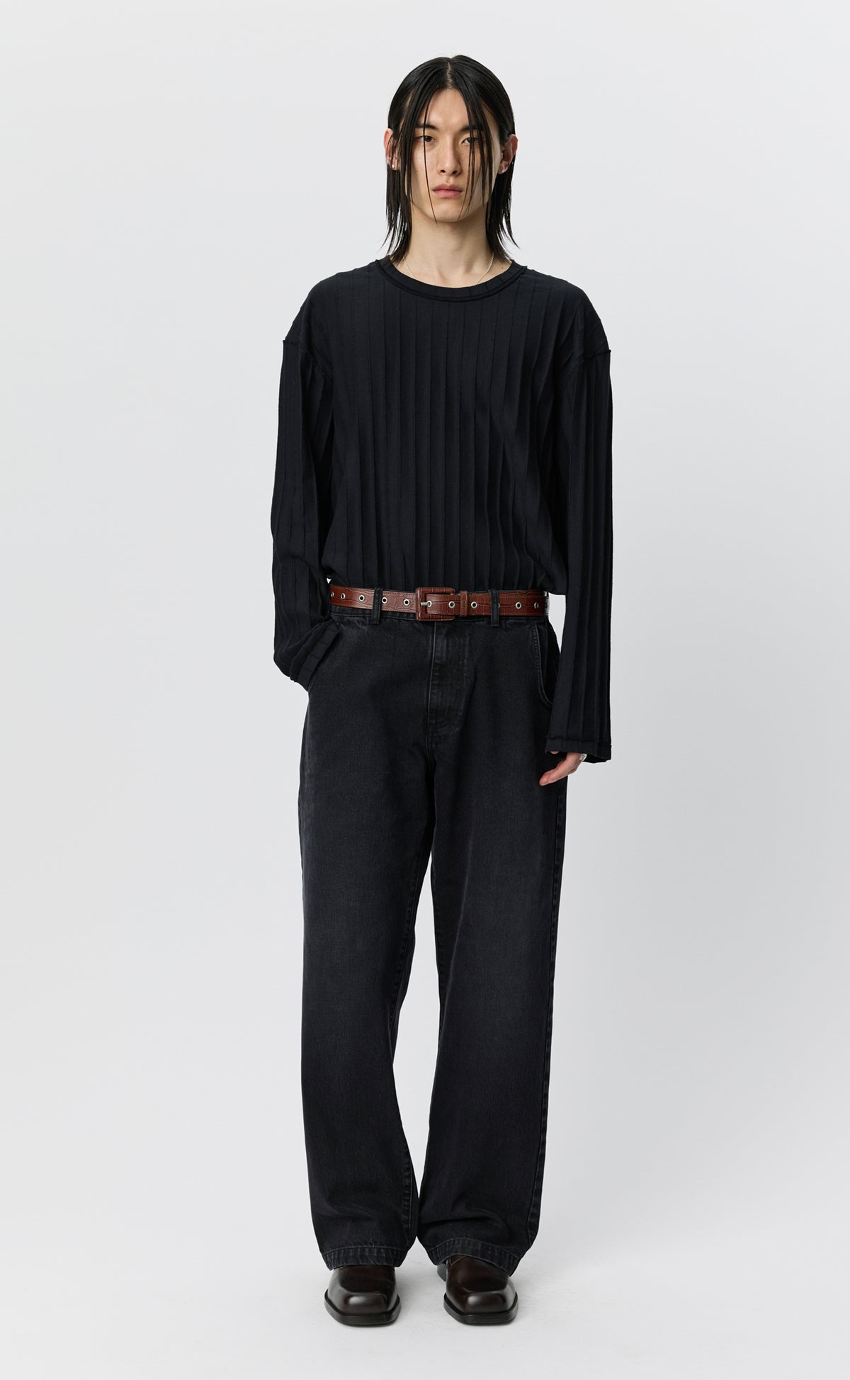 Straight Cut Jeans - Faded Black