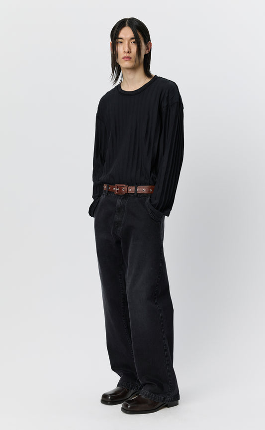 Straight Cut Jeans - Faded Black
