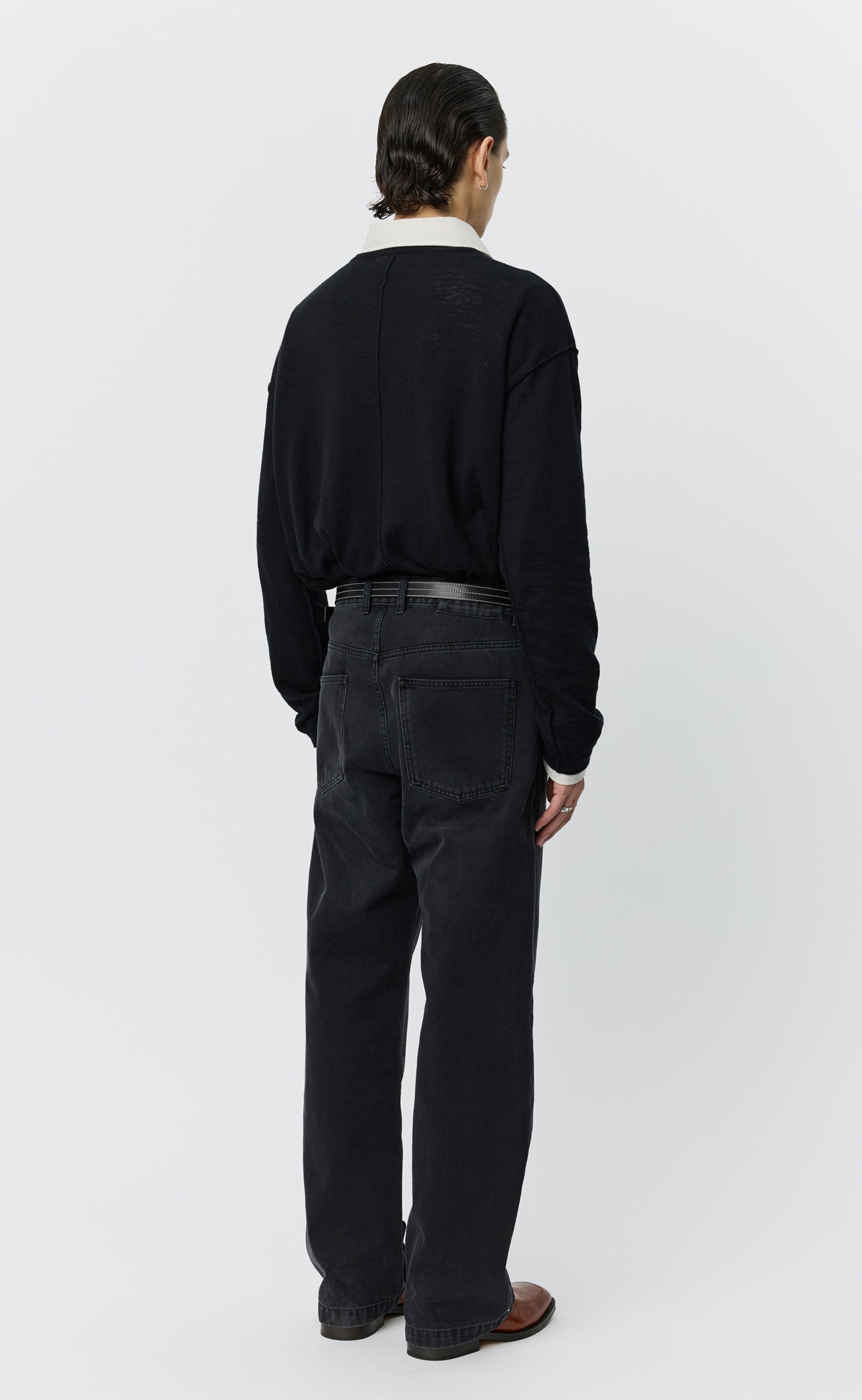 Straight Cut Jeans  - Faded Black