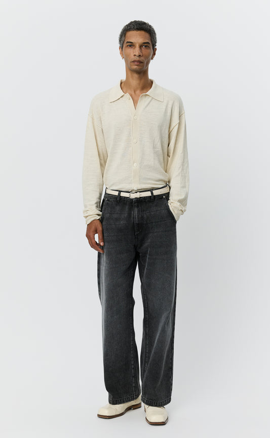 Straight Cut Jeans - Stonewashed Black