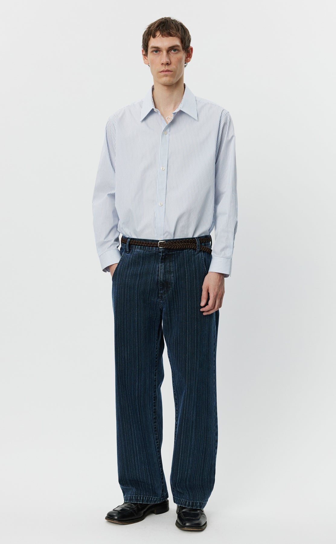 Straight Cut Jeans - Blue Stripe