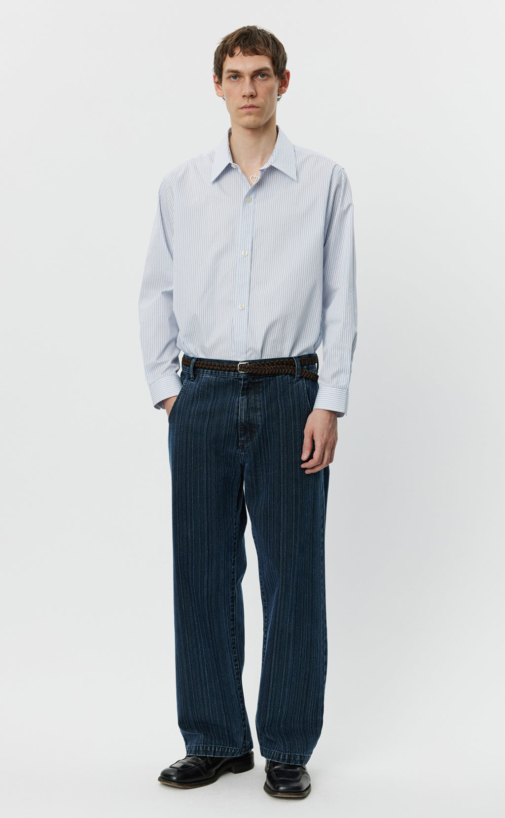 Straight Cut Jeans - Blue Stripe