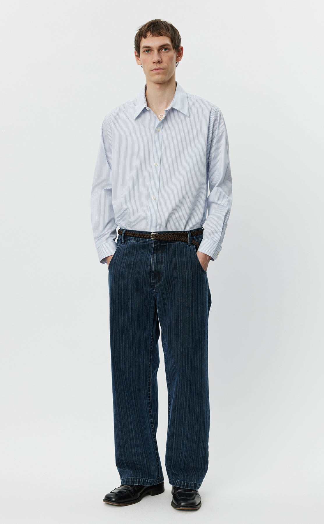 Straight Cut Jeans - Blue Stripe