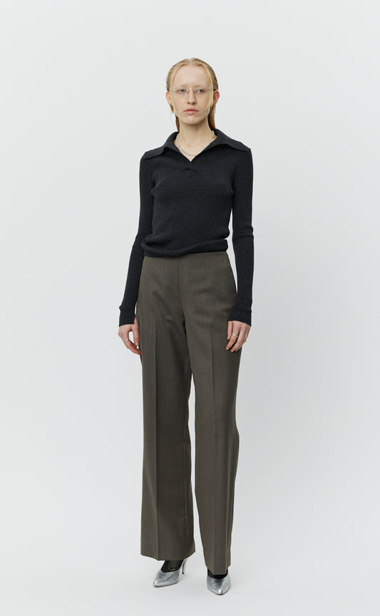 Taper Trousers - Taupe Wool