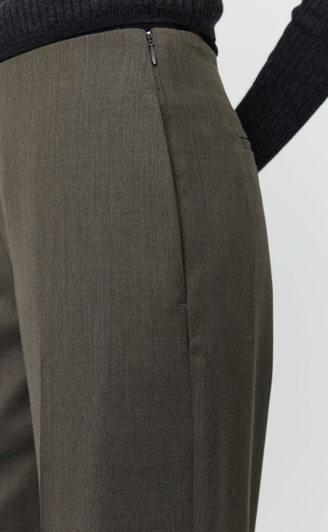 Taper Trousers - Taupe Wool
