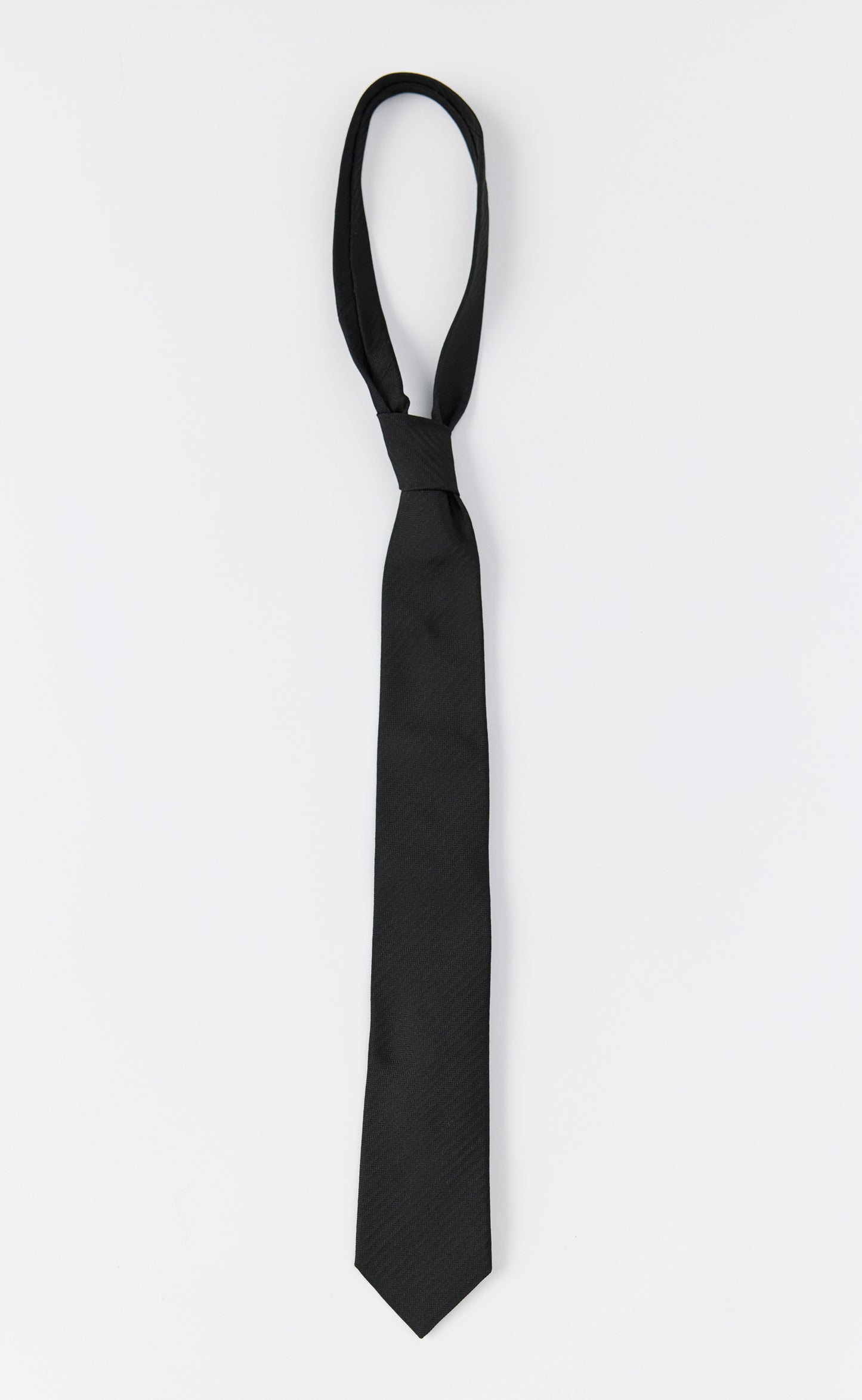 Banquet Tie - Black Herringbone