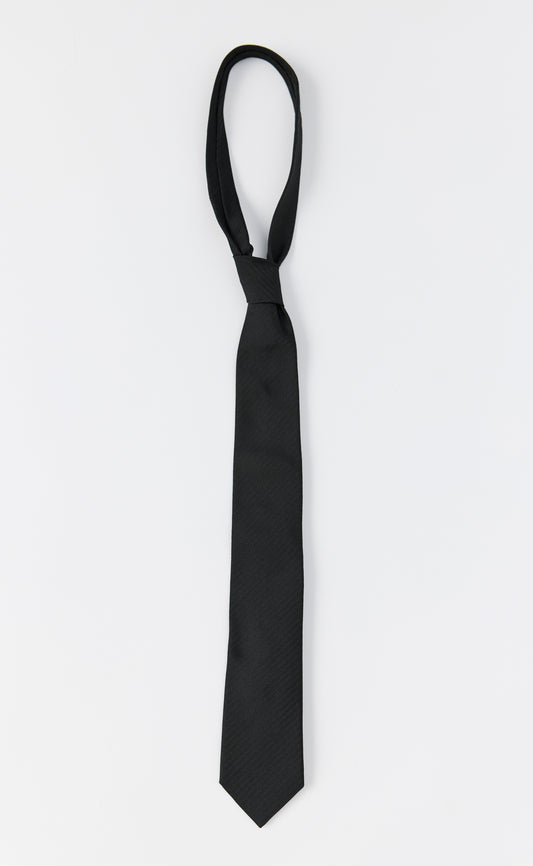 Banquet Tie - Black Herringbone