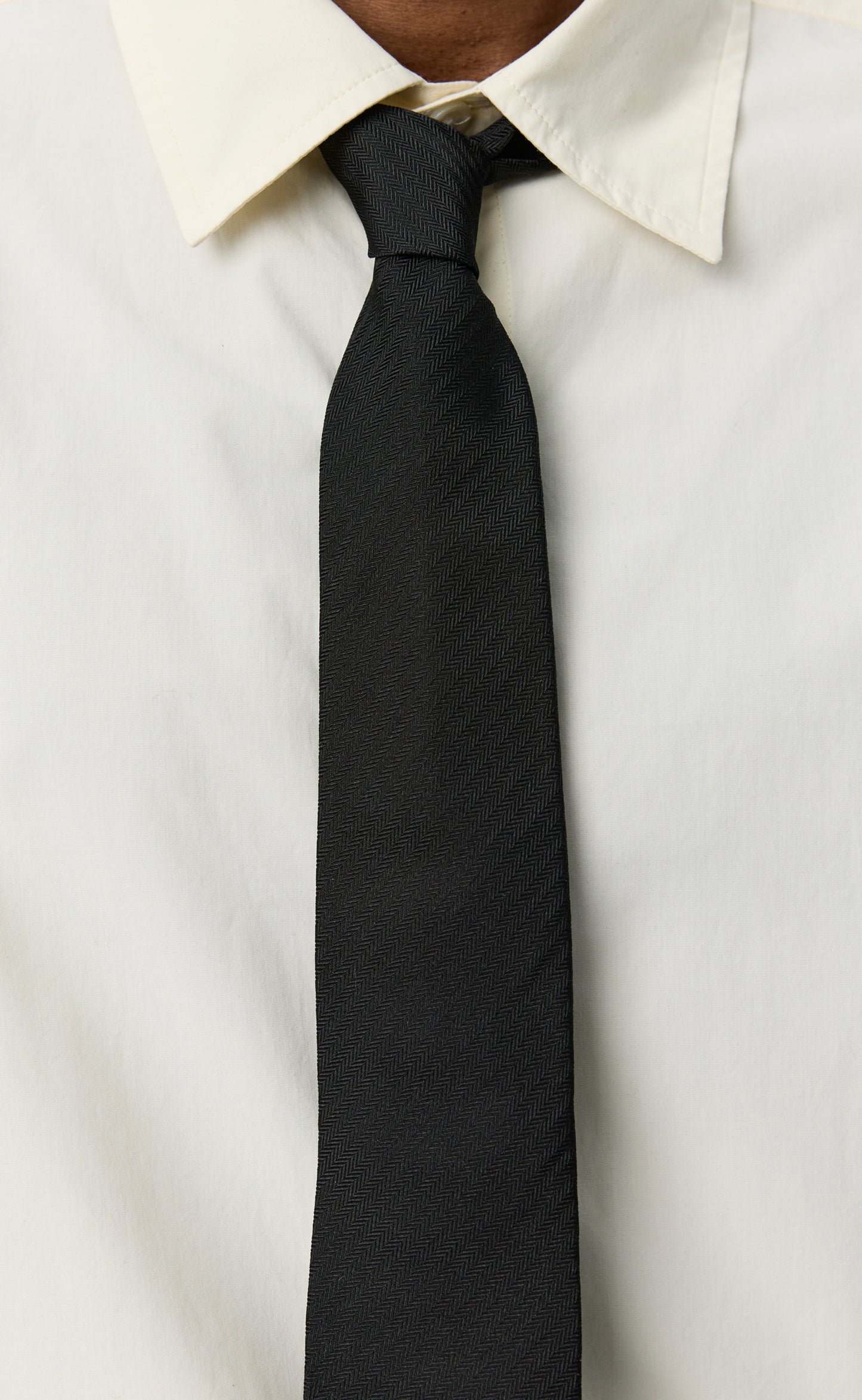 Banquet Tie - Black Herringbone