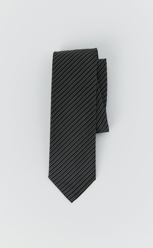 Banquet Tie - Black Fine Stripe