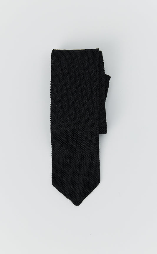 Formal Tie - Black Knitted Stripe