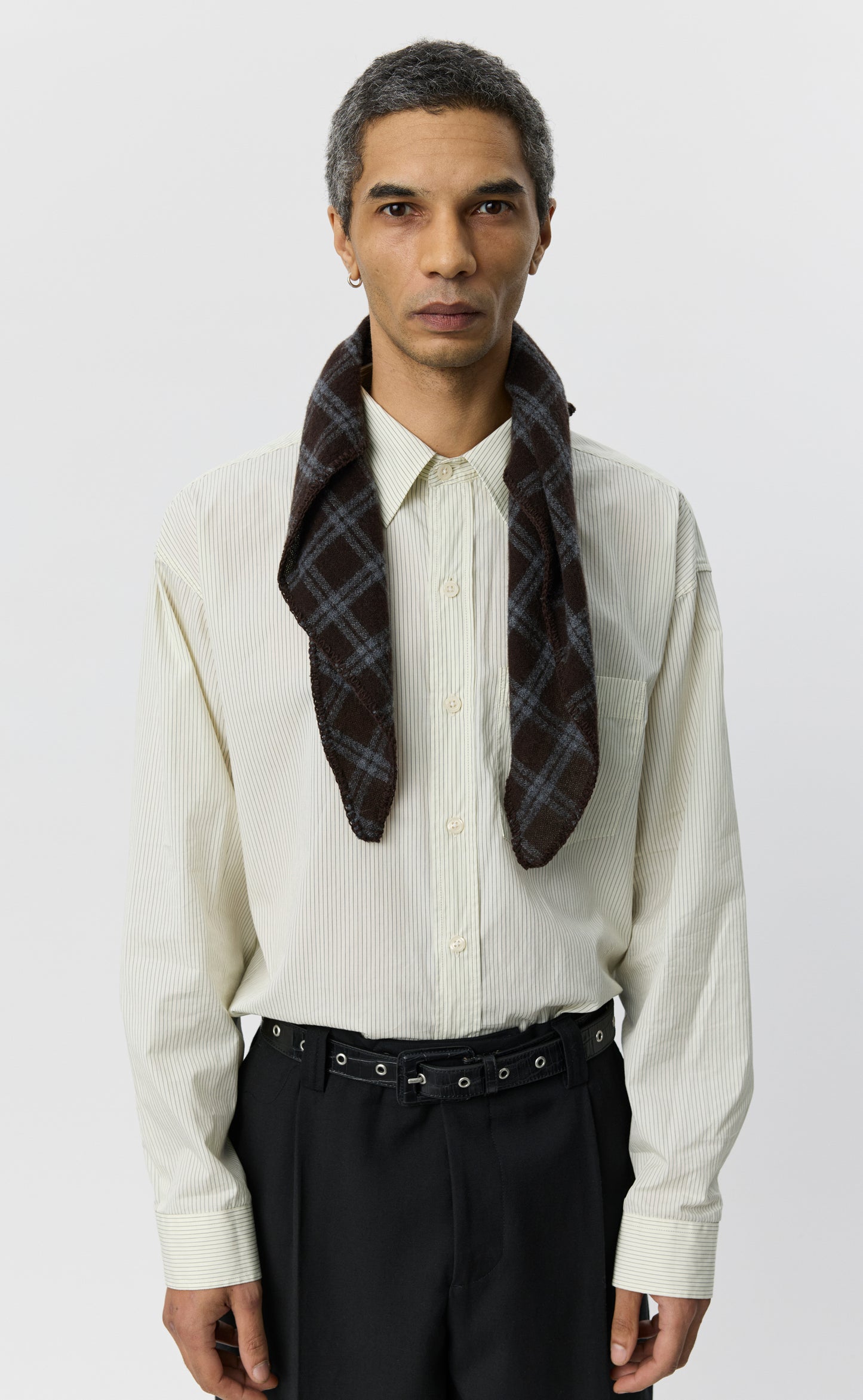 Triangle Scarf - Brown Grey Check