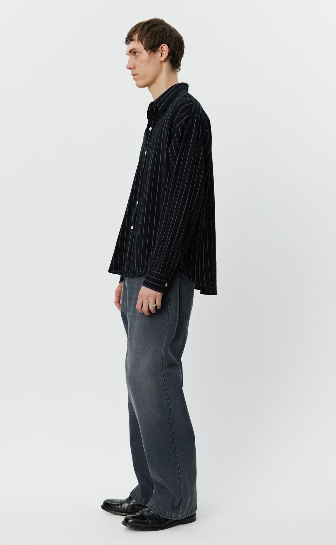 Vacation Shirt - Black Textured Stripe