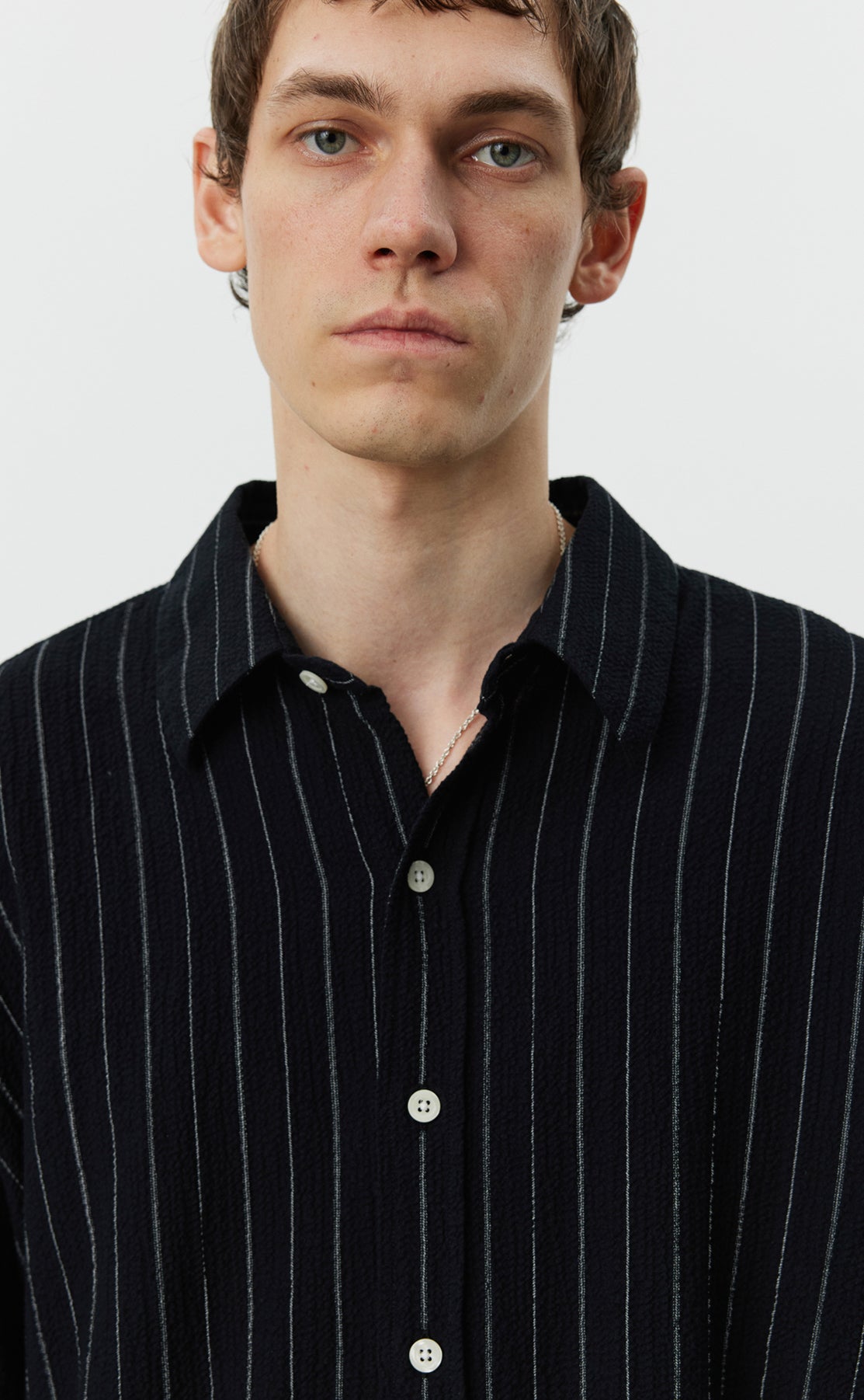 Vacation Shirt - Black Textured Stripe