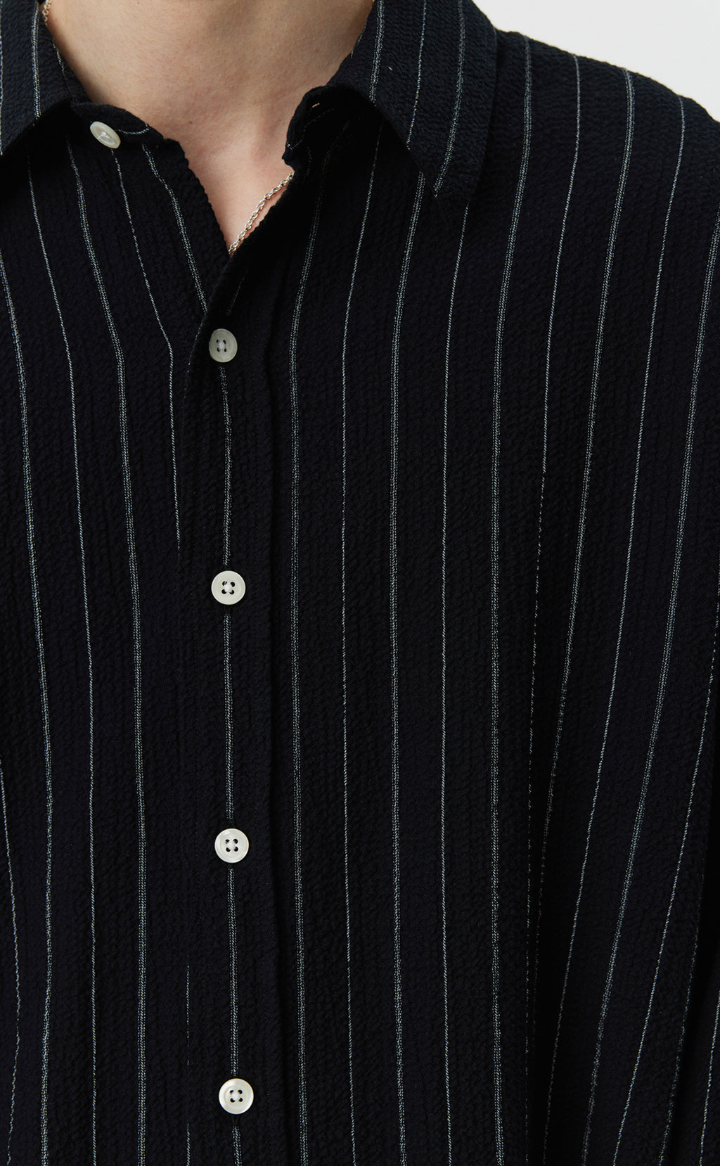 Vacation Shirt - Black Textured Stripe