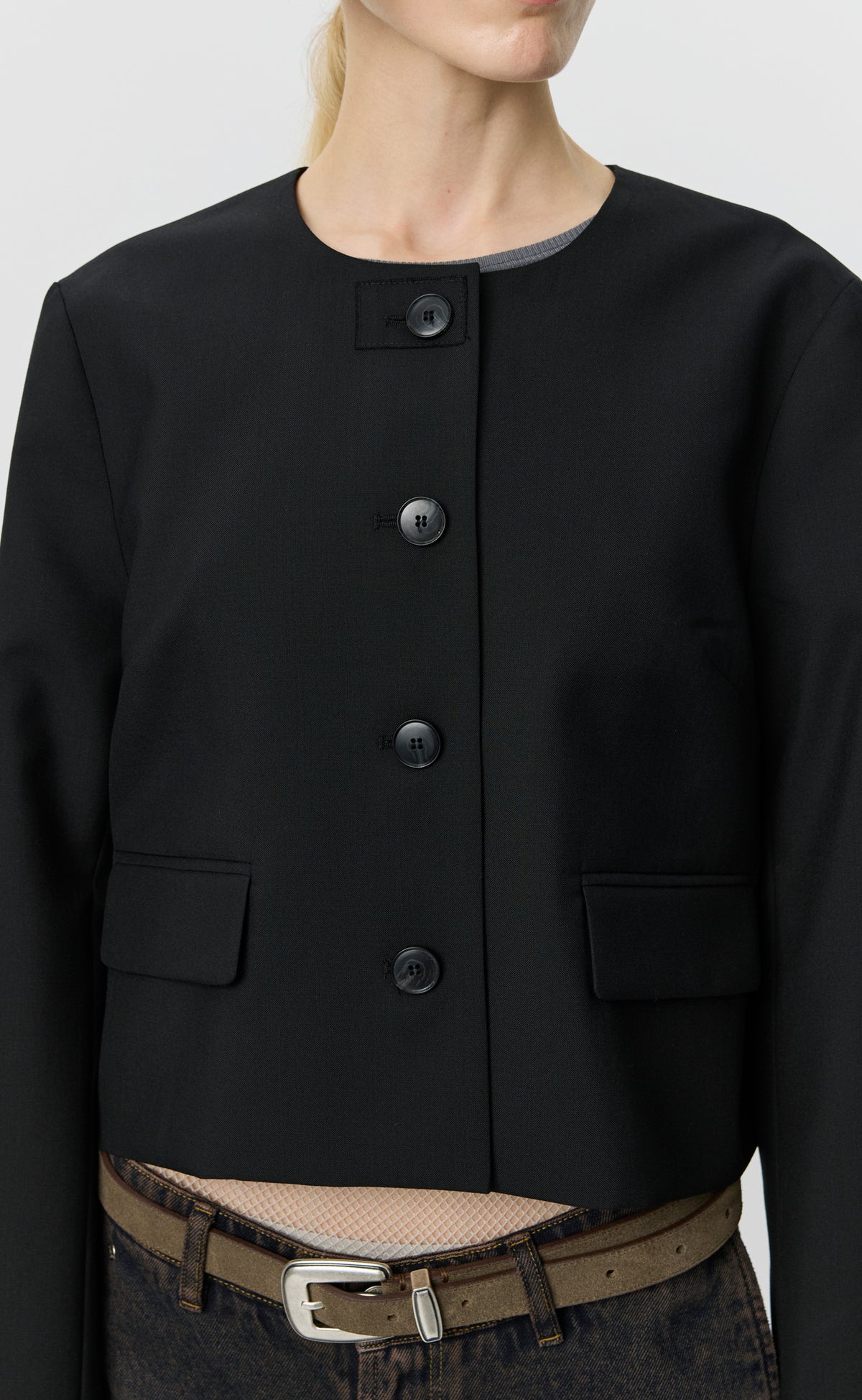 Waitress Jacket - Black Dry Wool
