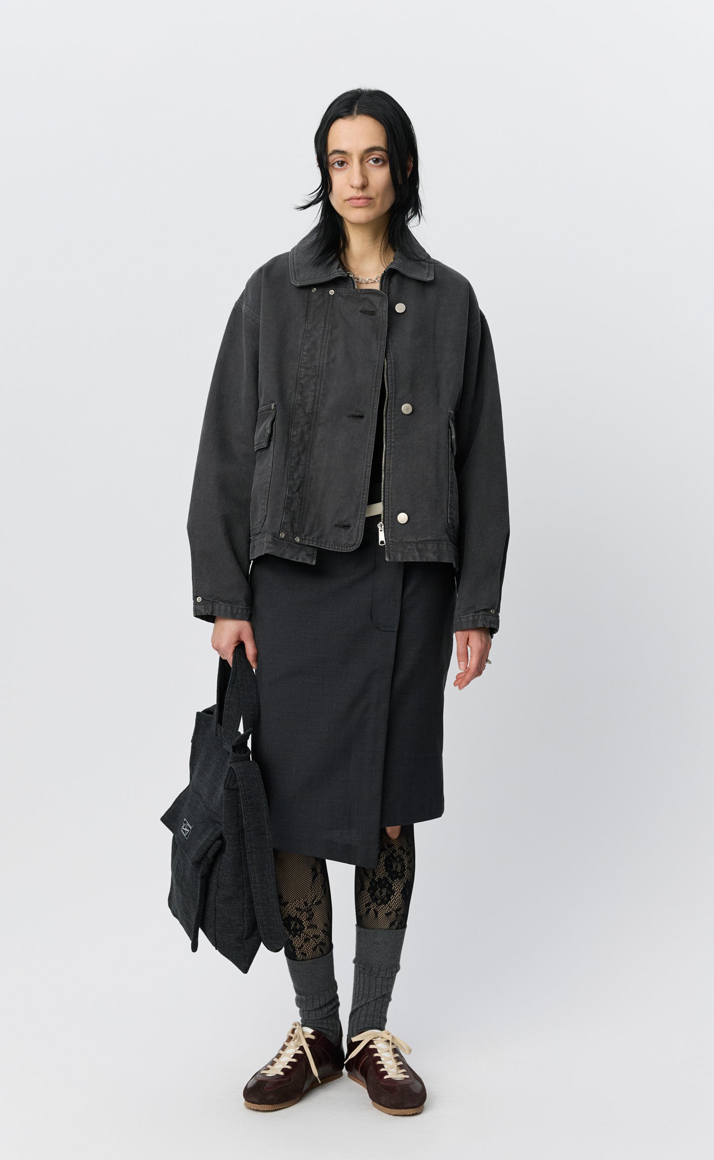 Womens Courier Jacket - Washed Grey Canvas