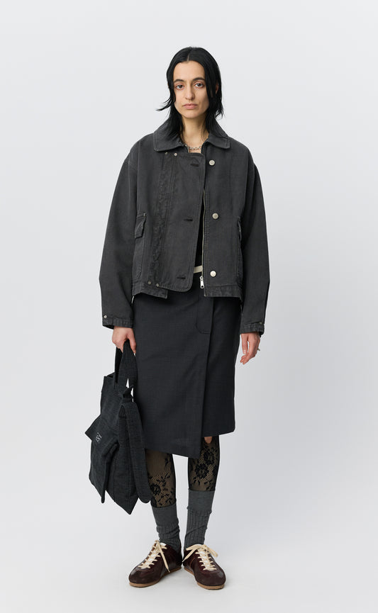 Womens Courier Jacket - Washed Grey Canvas