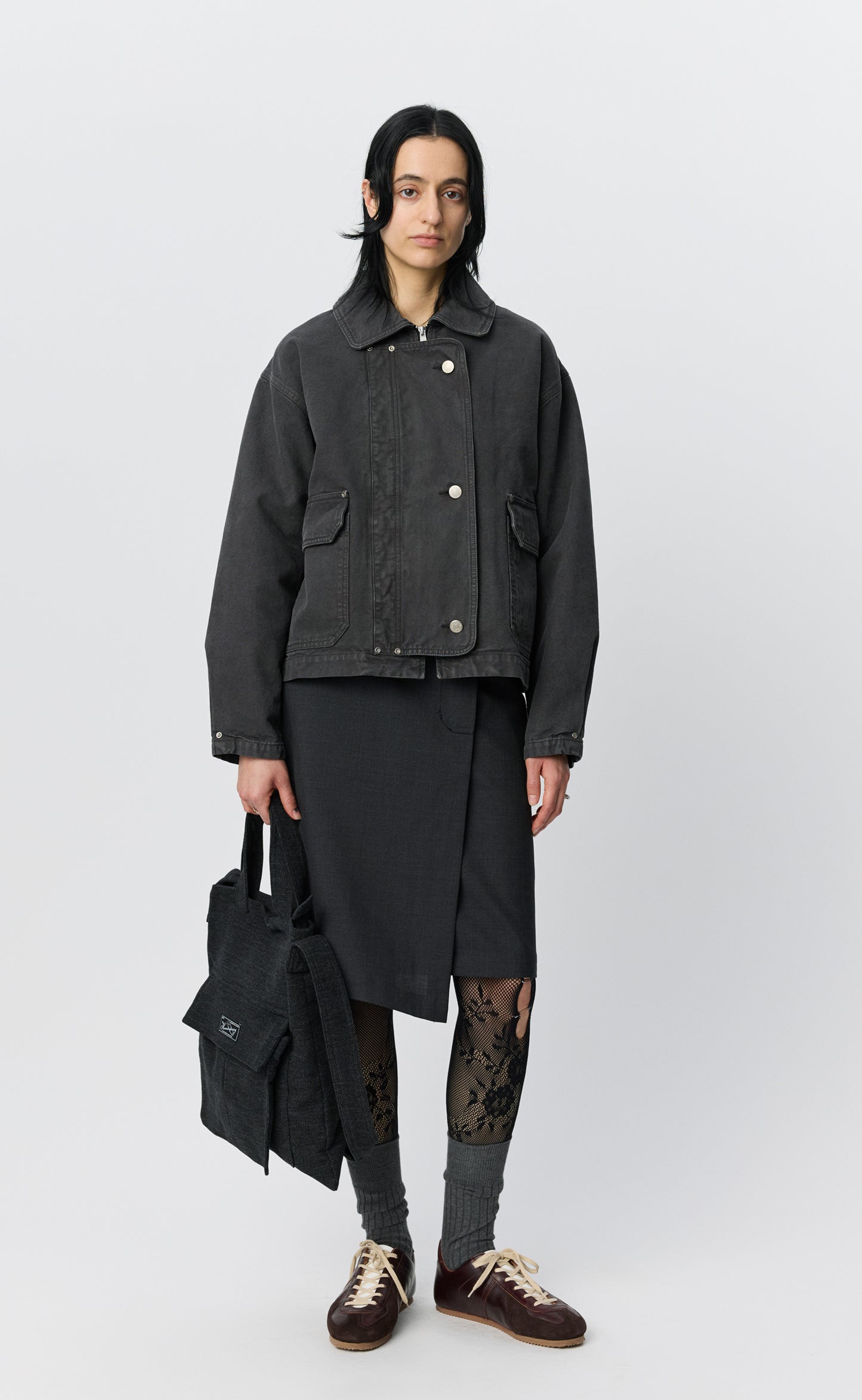 Womens Courier Jacket - Washed Grey Canvas