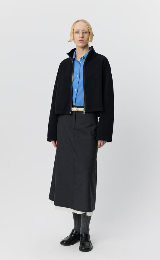 Cropped Leisure Zip Up - Black