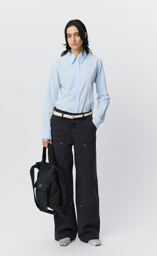 Womens Double Knee Jeans - Dark Grey Canvas