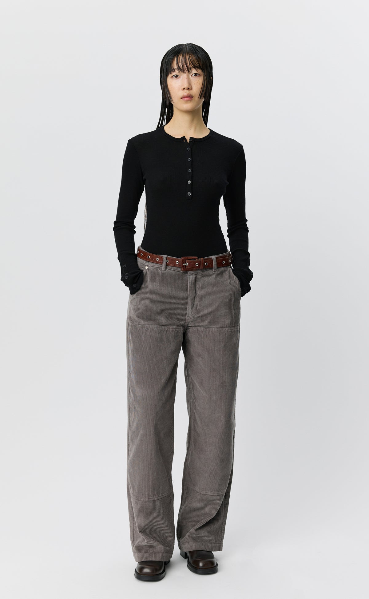 Womens Double Knee Trousers - Dusty Gull Multi Cord