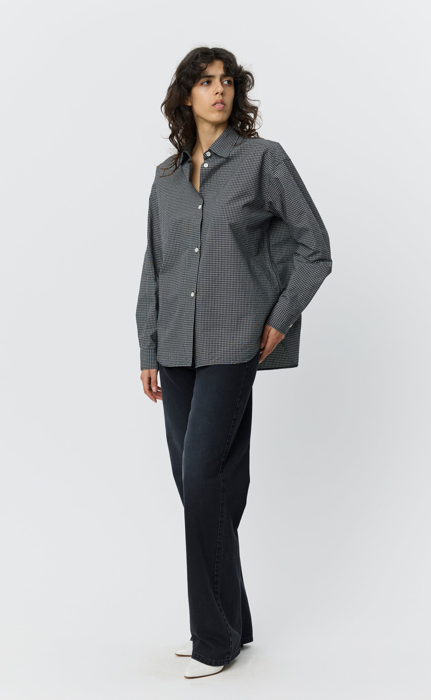 Womens Generous Shirt - Black Experienced Check