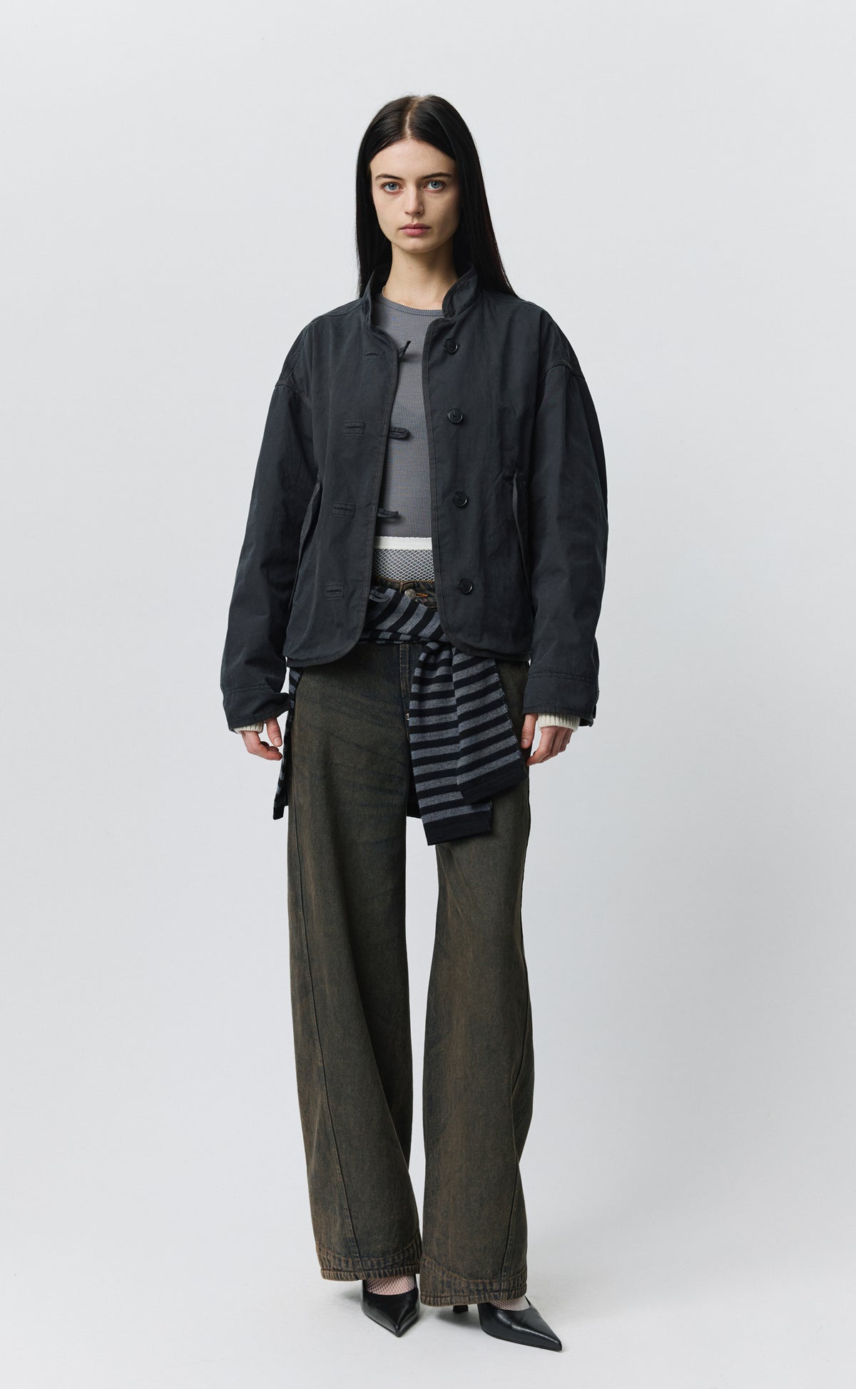 Womens Liner Jacket - Dusty Black Dense Cotton