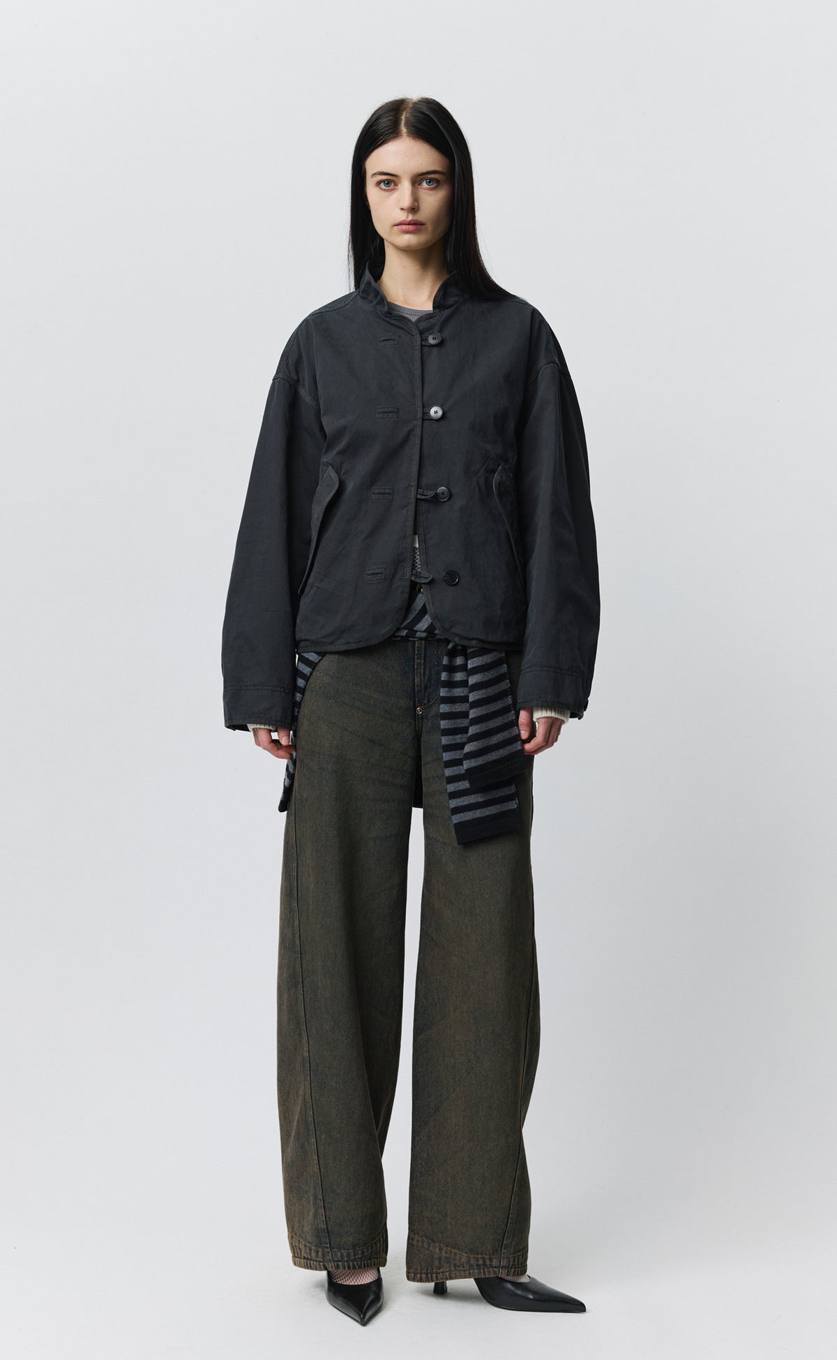 Womens Liner Jacket - Dusty Black Dense Cotton