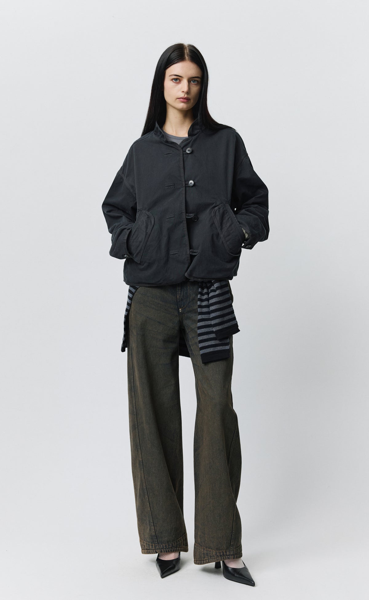 Womens Liner Jacket - Dusty Black Dense Cotton