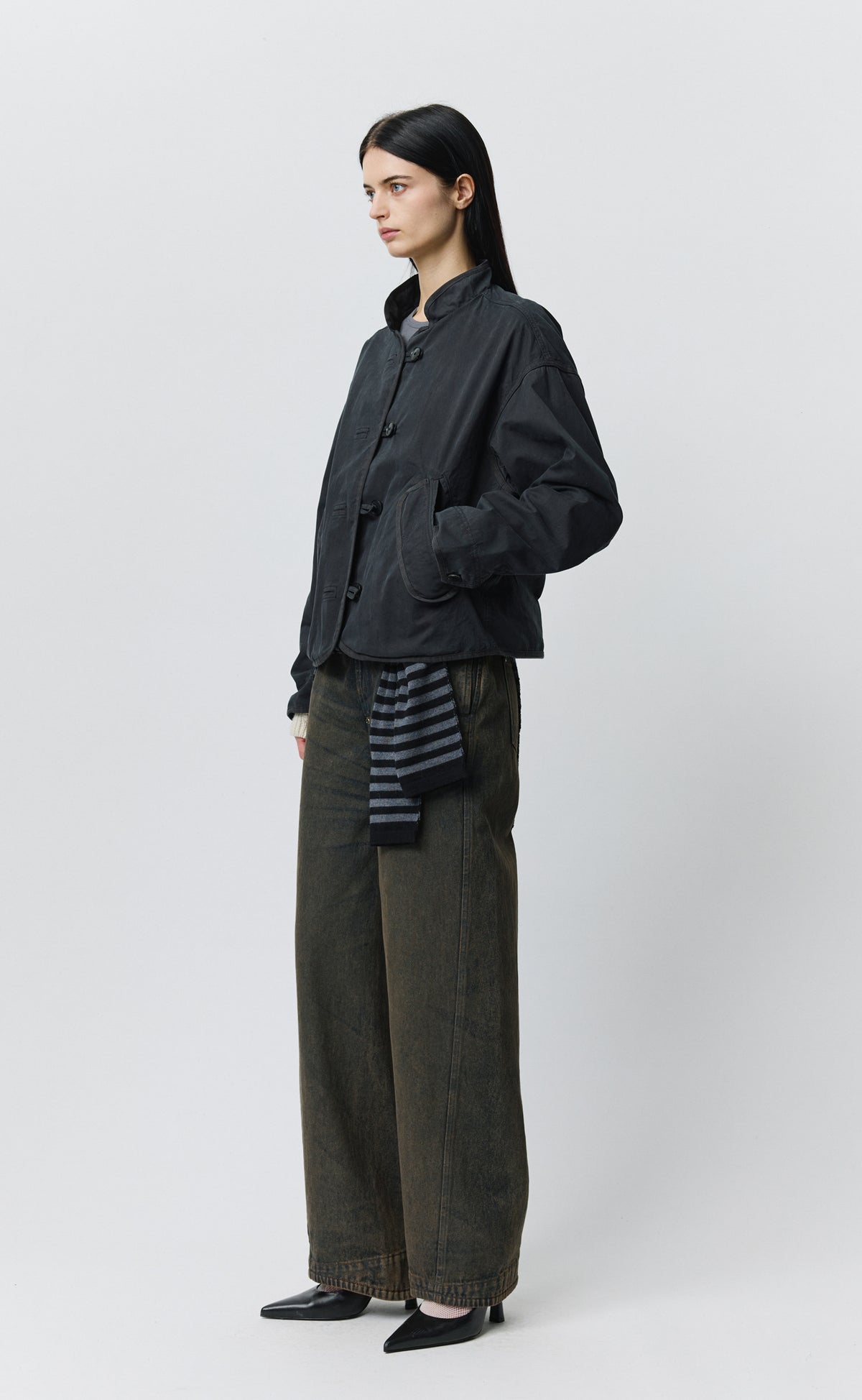 Womens Liner Jacket - Dusty Black Dense Cotton