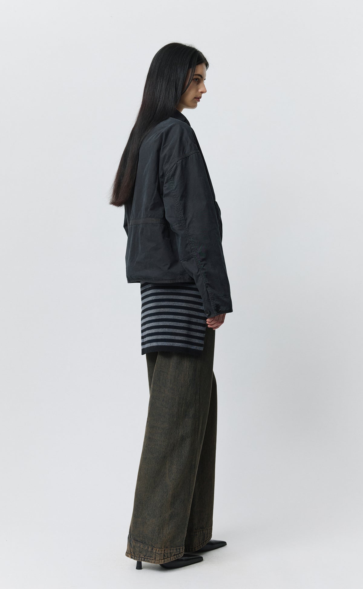 Womens Liner Jacket - Dusty Black Dense Cotton