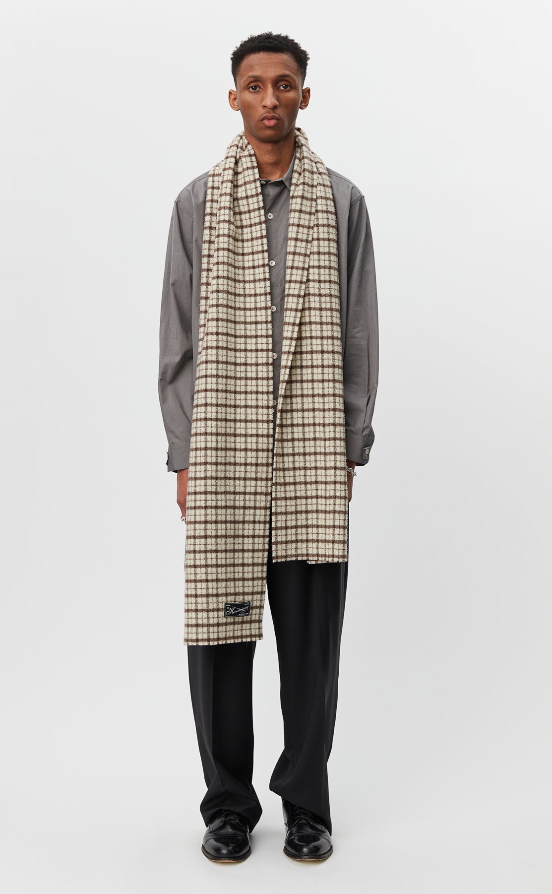 Wool Scarf - Beige Check